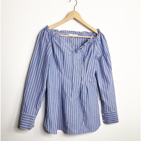 TIBI striped Garcon, off The shoulder blouse - Picture 10 of 11